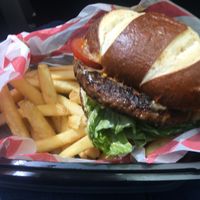 Vegan burger and fries   at Daisy's  in Torquay