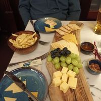 Cheese board and chips.  Changed menu. Still good #Veganuary at The Vegan Brasserie in South West London