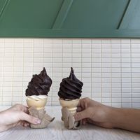 Chocolate dipped icecream at V Burger in Calgary