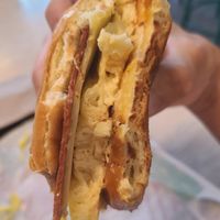 The breakfast bacon n eggs on brioche bun amazed me. I felt like I was really eating bacon n eggs. It even have vegan cheese. Very very good. I would love to try others on biscuits at V Burger in Calgary