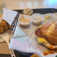 Overall yummy. Just not the garlic dip that is fully mustard taste. The burgers are very creamy so no point getting ranch because it is very creamy. Get the signature dip w tatters at V Burger in Calgary