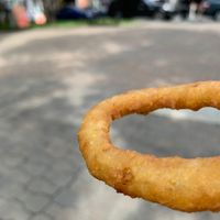 awesome onion rings  at V Burger in Calgary