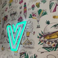 Fun interior design  at V Burger in Calgary