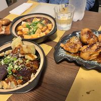 Forgotten the exact titles, but these are fried tofu and mushroom balls, bean bean curd, and aubergine in black bean sauce.  at Su Guan in Florence