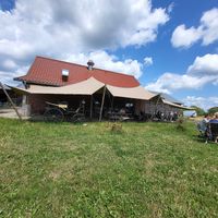 Outdoor garden café at Biohofladen Overmeyer in Seevetal