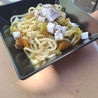 Pasta with vegan feta and figs at Ciotolina Rivendita e Cucina in Cesenatico