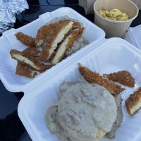 Biscuits, gravy, fried chick’n and just egg  at NICE Biscuit in Syracuse