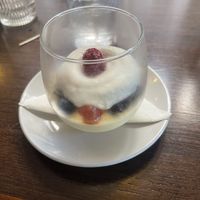 Dessert: berries and cream  at Perle Restaurant in Pasadena