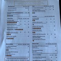 Wine menu - not indentified as vegan  at Riverbank Estate  in Caversham
