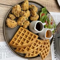 Chicken and waffles. Do it! 😍  at The Vegano Bistro in Chiang Mai