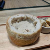 Mushroom soup (The bowl was full, but I had already started eating before my picture it was so good) at The Vegano Bistro in Chiang Mai