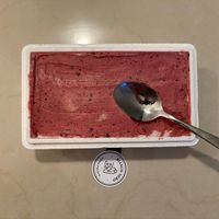 Frozen yogurt with berries and other fruits  at Bianco Nero in Tel Aviv