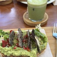 Avocado toast and oat matcha  at Billy Brunch in Barcelona