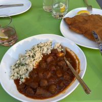 Saftgulasch und Schnitzel at Velani in Vienna