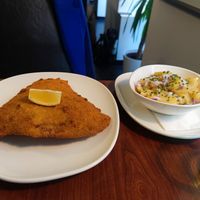 Wiener Schnitzel and potato salad at Velani in Vienna