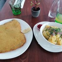 Schnitzel and potatoe salad at Velani in Vienna