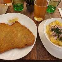 Schnitzel with potato salad at Velani in Vienna