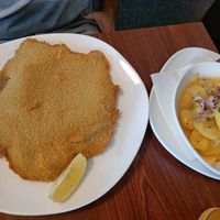 Schnitzel mit Kartoffelsalat at Velani in Vienna