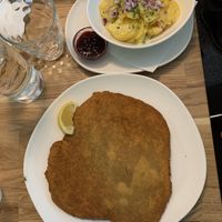 Wiener Schnitzel with potato salad  at Velani in Vienna