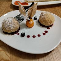 Sweet dumplings filled with nougat at Velani in Vienna