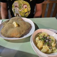 Wiener Schnitzel with potato salad  at Velani in Vienna