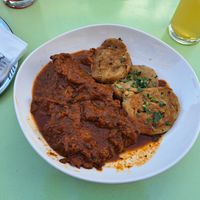 Wiener Saftgulasch mit Serviettenknödel at Velani in Vienna