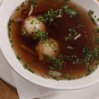 Griessnockerlsuppe at Velani in Vienna