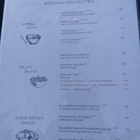 Menu at Velani in Vienna