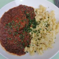 Vegan goulash with spätzle at Velani in Vienna