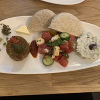 Variation of starters: eggplant  tartare, tzatziki and watermelon-tomato-veta salad 💚  at Velani in Vienna