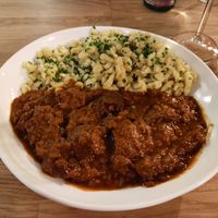 Saftgulasch mit Spätzle (~15 Euro) at Velani in Vienna