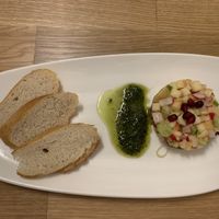 Apple-radish tartar with pesto and pomegranate  at Velani in Vienna
