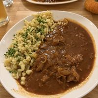 Soy steak goulash with spatzel  at Velani in Vienna
