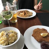 Schnitzel and mushroom gulash  at Velani in Vienna