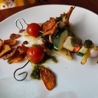 Brasilianische  Grillspieße mit  Polentaschnitten at Velani in Vienna