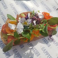 Tomato and avocado with vegan feta at Happyccino in Wimborne