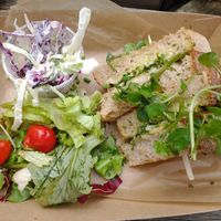 Vegan cheeze and pesto toastie at Happyccino in Wimborne