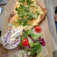 Hummus and avocado flatbread at Happyccino in Wimborne