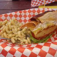 Chiken bacon ranch sandwich yum! at The Mocking Bird - Food Cart in Portland