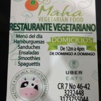 Info card, March 2017 at Maha Vegan Food in Bogota
