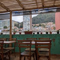 View from third floor terrace seating area at Maha Vegan Food in Bogota