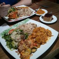 set lunch plate - soup & juice not pictured at Maha Vegan Food in Bogota