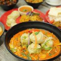 Vegan MOKPA (MOMO And THUKPA) Noodle soup and momo combo at Momo Central in Melbourne