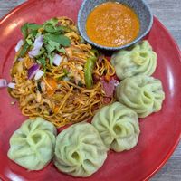 Vegan combo (chowmein+5 momos) $18.99 at Momo Central in Melbourne
