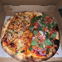 All vegan! Baked ziti on the left and bruschetta on the right. at Pizza Mia in Newburgh