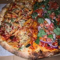 Terrible lighting because I was in the car and wanted to eat this as soon as possible. Yes, I ate half a pizza in the car and it was worth it. at Pizza Mia in Newburgh