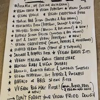 Vegan menu  at Pizza Mia in Newburgh