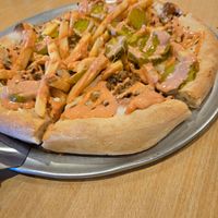 Vegan Big Mac Pizza (yes, those are French fries!!) 🍟🍔🍕🔥💯 at Pizza Mia in Newburgh