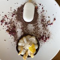 Vegan banana chocolate tart at Oniro By The Sea in Paphos