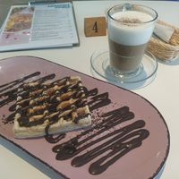 Waffle and cappuccino at RainbowL in Nuremberg